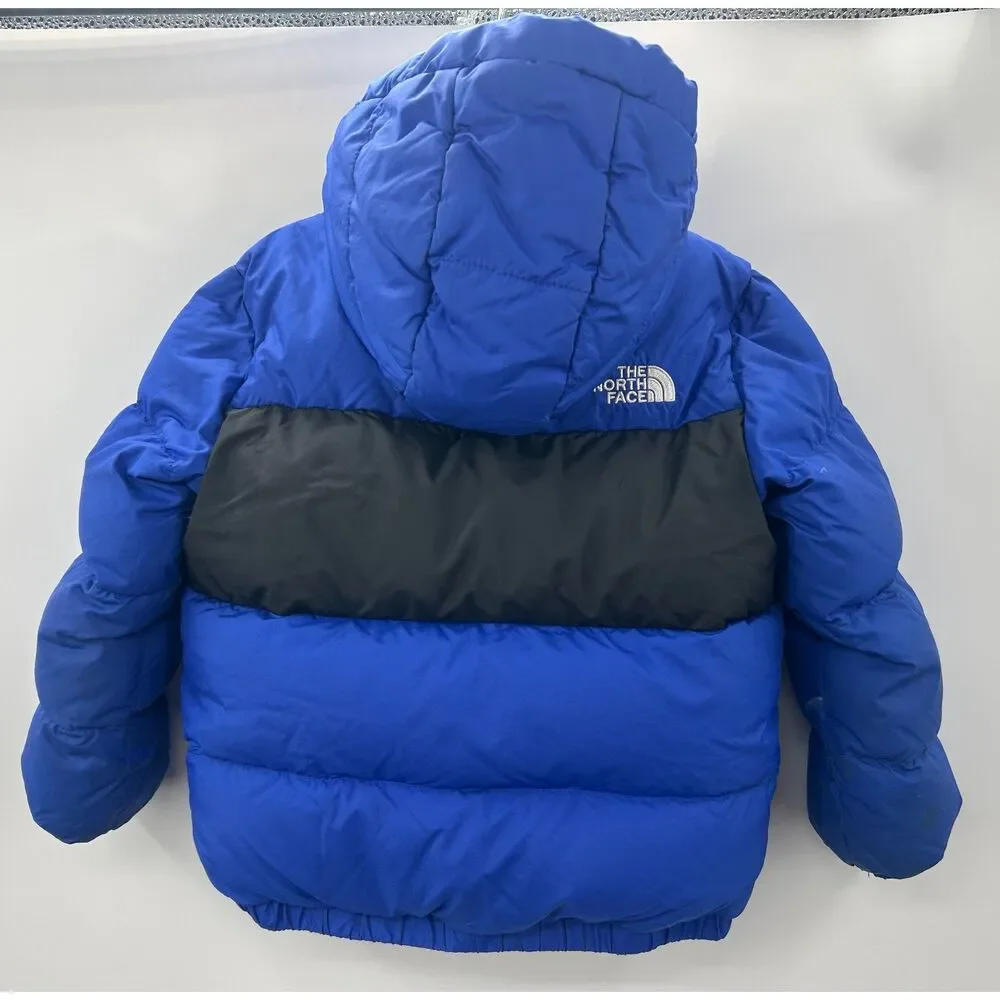North Face Moondoggy 550-fill Down 4T Puffer Hooded Coat Blue Black